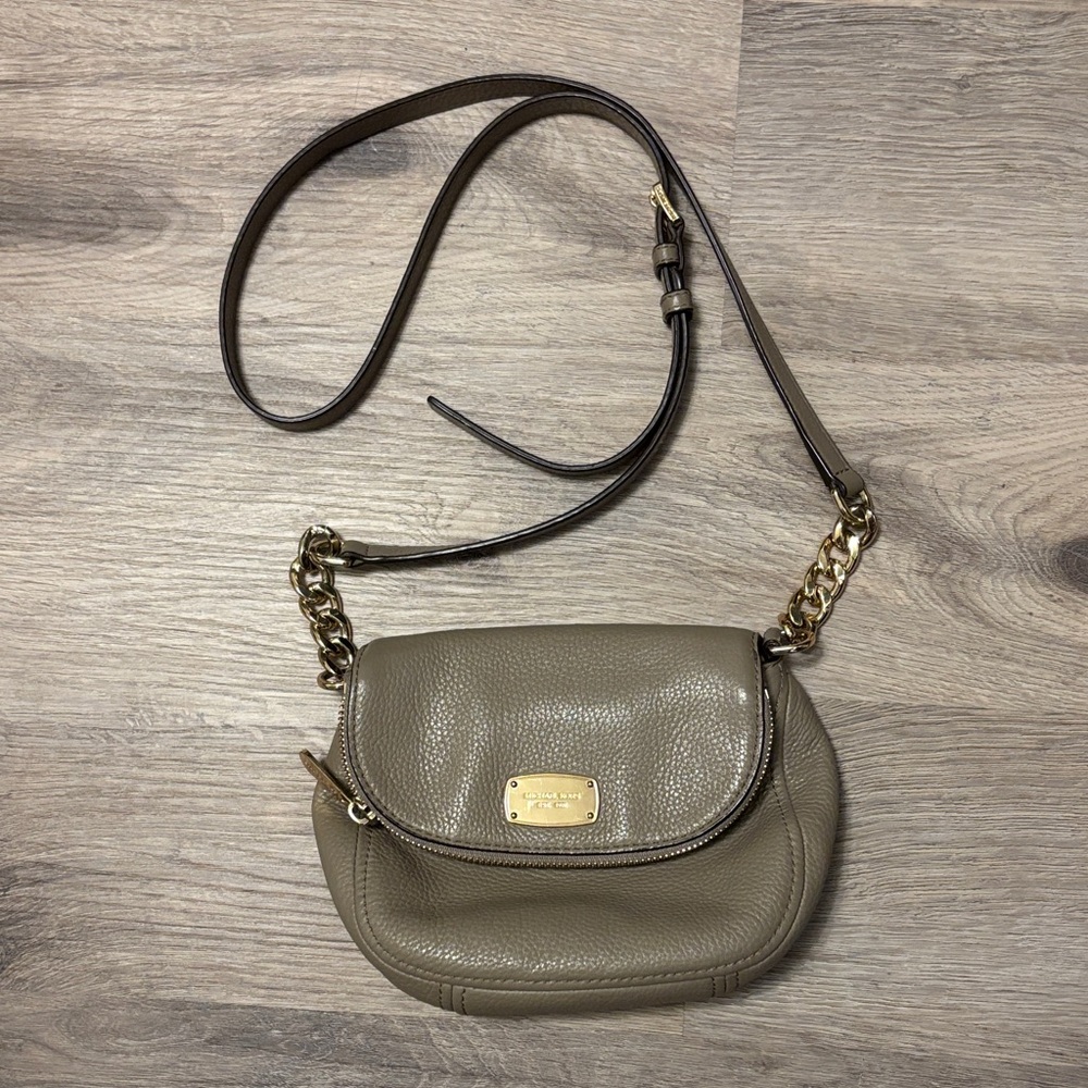 Michael Kors Taupe Leather Crossbody Bag